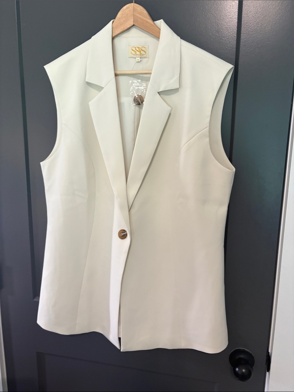 SSYS Jules Sleeveless Cream Blazer Vest